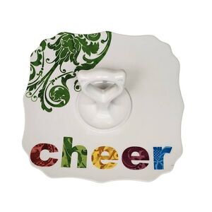 Rosanna Studio "Cheer" Square 9.5" X 9.5" Ceramic Tidbit Tray Serving Tray